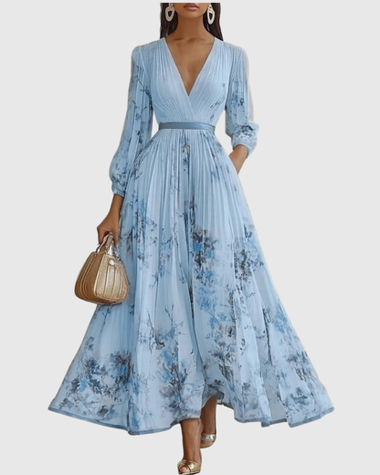 Paola - Elegante Plissee Maxi Kleid