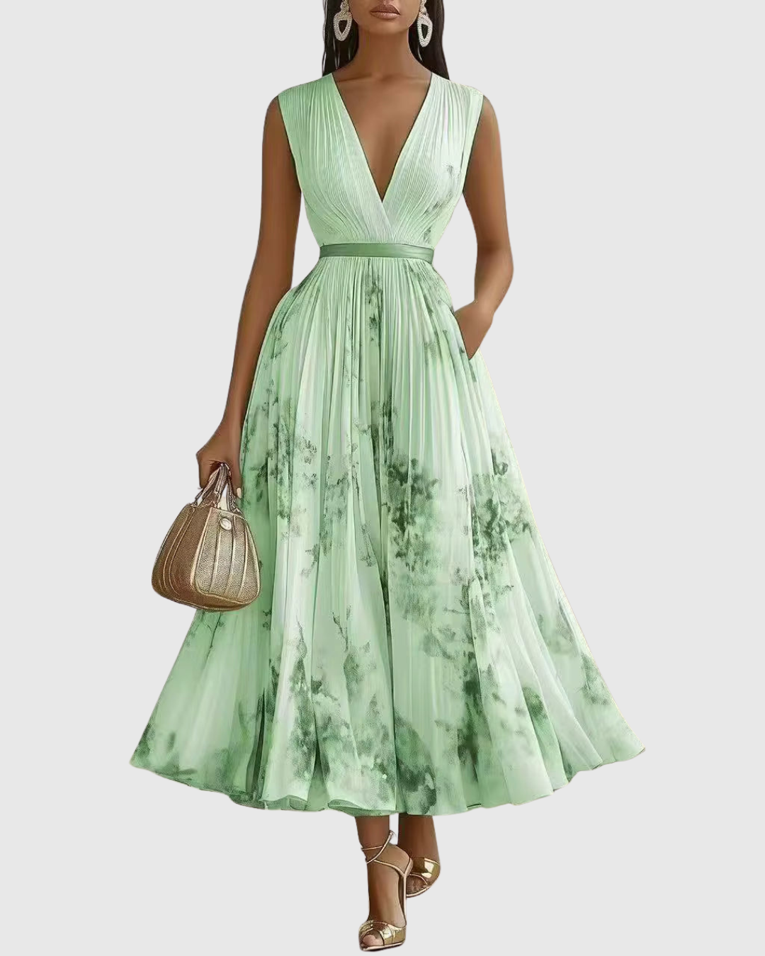 Paola - Elegante Plissee Maxi Kleid