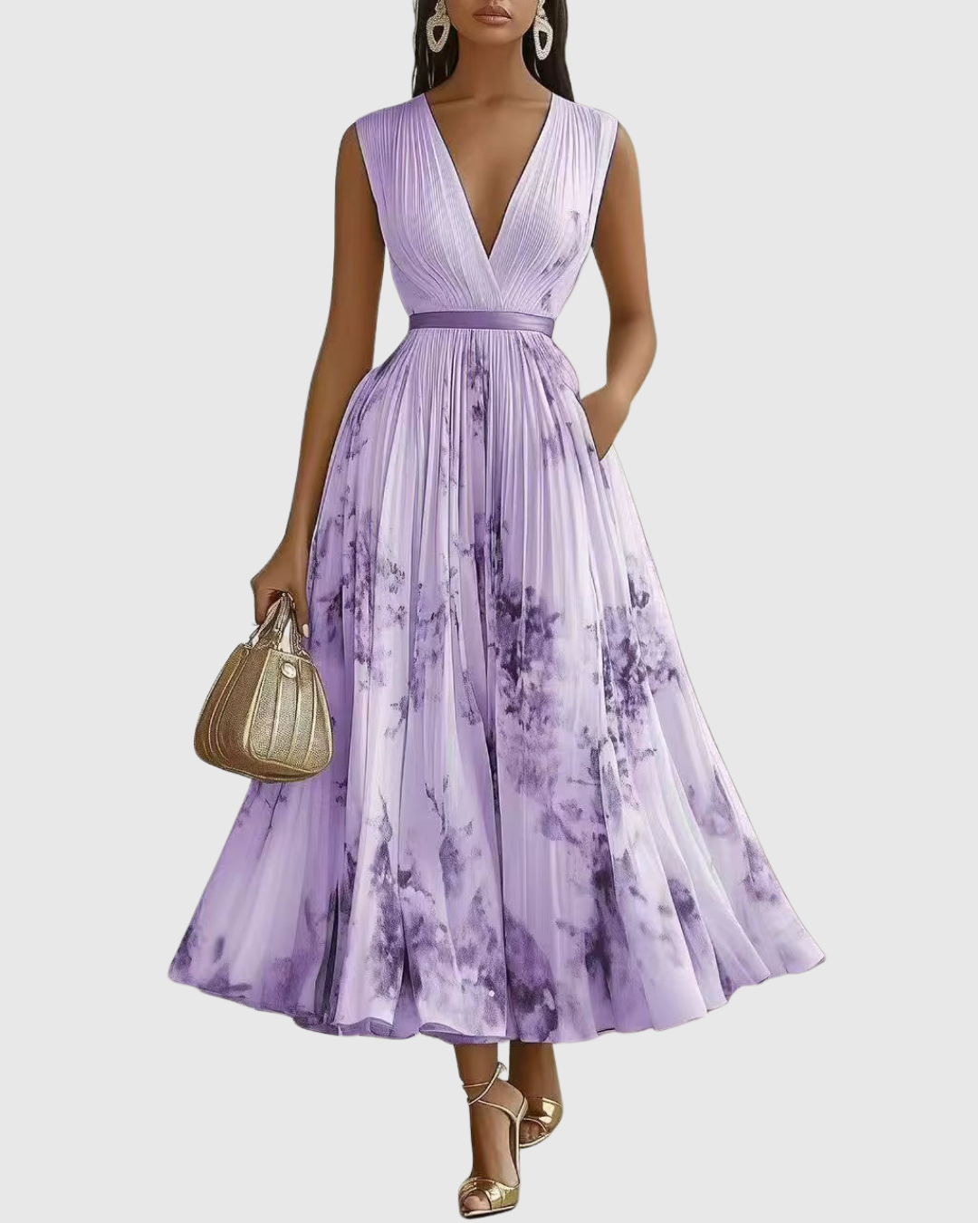 Paola - Elegante Plissee Maxi Kleid