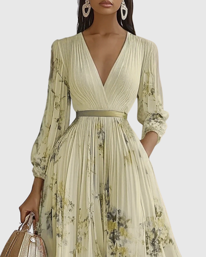 Paola - Elegante Plissee Maxi Kleid