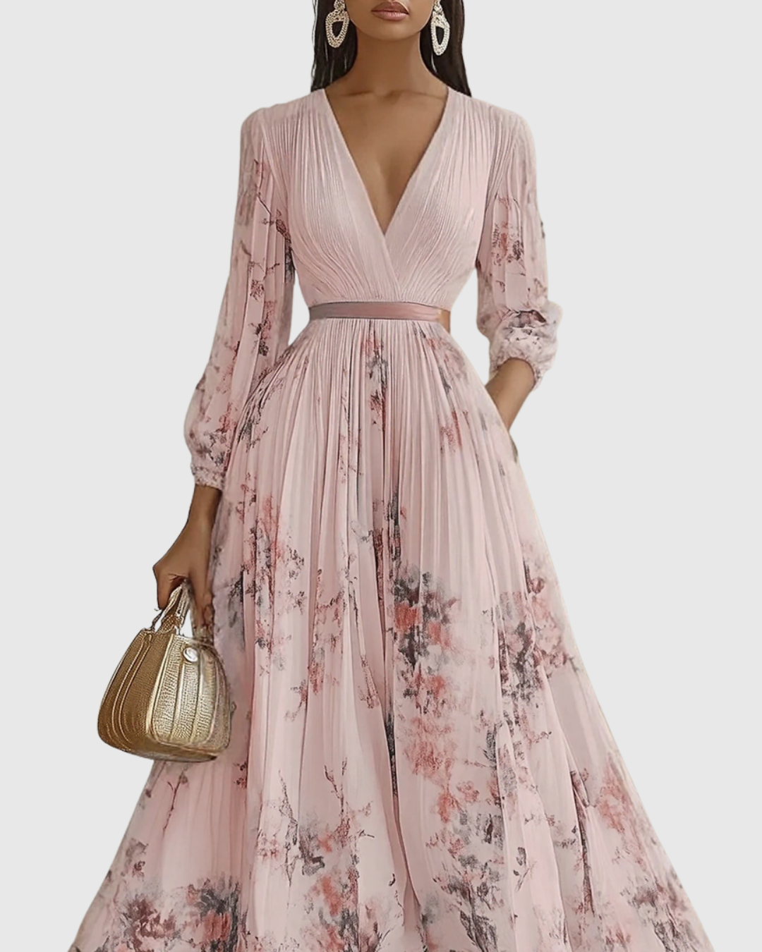 Paola - Elegante Plissee Maxi Kleid