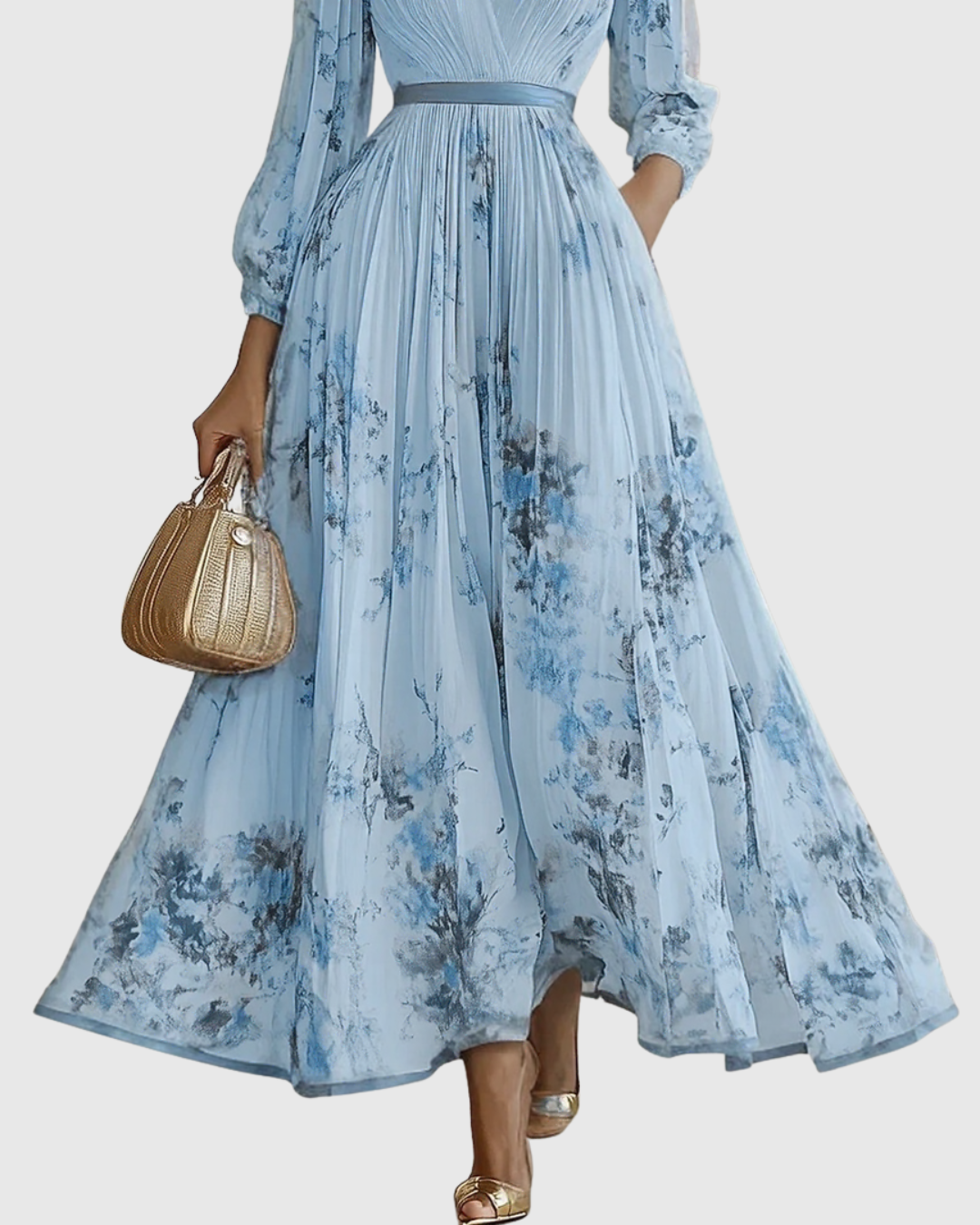 Paola - Elegante Plissee Maxi Kleid